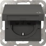 Gira 441428 SCHUKO pistikupesa koos hingedega katte ja Safety Plusiga, System 55, antratsiit