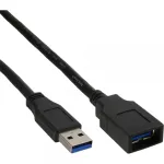 InLine USB 3.2 Gen.1 pikenduskaabel, USB-A pistik / pesa, must, 2,5 m (35625)