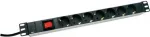Digitus DN-19 PDU-7S 19-tolline pistikupesade plokk, 7 pesa, sisse/v&auml;lja l&uuml;liti, 230 V, hall RAL 7035