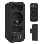 Toitejaotur MACLEAN MCE248 F/B &mdash; 3 vahelduvvoolu pesa (1x16A, 2x6A) ja 4 USB-porti (2xUSB‑A, 2xUSB‑C PD 20W), EL-pistik, must