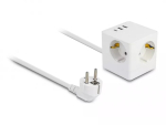 DeLOCK 11497 3-suunaline pesakubik 1,5 m pikenduskaabliga, USB-laadija, lapselukk, valge