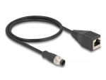 V&otilde;rgukaabel DeLOCK M12 kaabel A-kodeeringuga 8 kontaktiga isane RJ45 emasele Cat5e 0.5 m Must