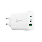 j5create JUP3365E-EN 65W GaN USB-C&reg; 3-pordiline laadija, sisetingimustesse, vahelduvvool, valge