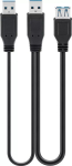 Goobay 95749 USB 3.0 Dual Power SuperSpeed kaabel, 2x USB-A pistik &ndash; USB-A pesa, 0,3 m, must