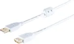 USB 2.0 pikenduskaabel ShiverPeaks 1,8 m &mdash; A-pistik A-pesasse, ferriit, kullatud kontaktid
