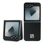 DKNY DKHCZF6PSHRPSK Kaitse&uuml;mbris Samsung Galaxy Z Flip6 / Z Flip7 FE jaoks - Must korduva mustriga stack logo