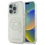 Karl Lagerfeld IML Rhinestones Karl Head Back Cover for iPhone 16 Pro Max (Transparent)