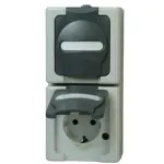 Heinrich Kopp 131456008 Schuko pistikupesa 2-kohaline vertikaalne, pinnale paigaldatav, must/hall, 250V, 16A