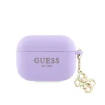 Guess Apple AirPods Pro Case Silicone Classic Logo Gold With 4G Charm Purple