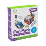 myFirst 3dPen Make Filaments Fun Pack Wheels in Motion - Loomingukomplekt 3D-pliiatsile: 5 &scaron;ablooni, 17 PCL-t&auml;idist (34 m), tagasit&otilde;mmatava autoga moodul, termoplastleht