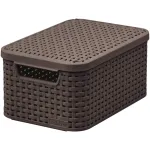 CURVER Style S hoiukarp kaanega, 29,1 x 19,8 x 14,2 cm, tume pruun, 8,18 L, kokkupandav, metallist aasaga k&auml;epide