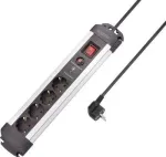 SYGONIX SY-4755610 liigpingekaitsega pikendusjuhe, 6 Schuko pistikupesa, 1,5 m kaabel, h&otilde;bedane/must
