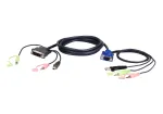 ATEN 2L-7DX2U videokaabli adapter 1,8 m VGA (D-Sub) + 3,5 mm + USB Type-A DVI-I + 3,5 mm + USB Type-B Must, Roheline, Roosa