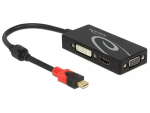 Delock 62855 Mini DisplayPort 1.2 VGA / HDMI / DVI adapter, 4K, passiivne, must