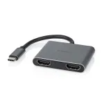 Nedis USB-C&trade;-adapter USB 3.2 Gen 1 | USB-C&trade;-pistik | 2x HDMI&trade; | | 4K@30Hz | 0,10 m | &Uuml;mmargune | nikeldatud | PVC | Must | Karp (CCGB64670BK01)