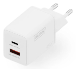 Seinalaadija DIGITUS USB GaN 45W &mdash; 1&times; USB-C, 1&times; USB-A, sisend 100&ndash;240V, valge