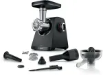 Hakklihamasin Bosch MFWS430B &mdash; 1900 W, 2 kiirust, 2,5 kg/min, must/h&otilde;bedane, 4,3 kg