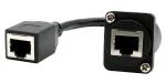EXSYS D-t&uuml;&uuml;pi paneelile paigaldatav RJ45 emane-emane &uuml;hendusadapter, CAT.5e, 20 cm, varjestatud, must EX-49160