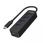USB-jaotur Unitek uHUB Q4 &mdash; 4-pordiline USB 3.2 Gen 1 (t&uuml;&uuml;p-A) jaotur, USB-C-host, 5 Gbit/s, 10 W, must