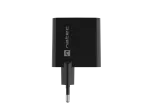 Juhtmega mobiilseadme laadija NATEC NUC-2145, 65W, USB-C PD 3.0 + QC 3.0, 1x USB-C, 1x USB-A, 110&ndash;240 V, must