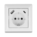 DeLOCK 11499 pistikupesa t&uuml;&uuml;p F koos USB-A ja USB-C-ga, valge