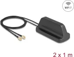 V&auml;line Wi‑Fi 7 antenn DELOCK 81454 kahe RP‑SMA pistikuga, ringsuunaline, 2,4&ndash;4,0 dBi