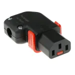 ACT C13 IEC Lock+ &uuml;mberjuhitav vasakule v&otilde;i paremale nurga all olev pistik must, PA130100RBK