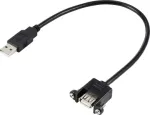 Renkforce USB-kaabel USB 2.0 USB-A pistik, USB-A pesa 0,25 m Must paigalduseks, kruvilukuga RF-5720402 (RF-5720402)