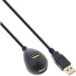 InLine USB 2.0 kaabel, t&uuml;&uuml;p A isane / emane, alusega, must, 2 m