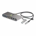 StarTech.com 2-pordiline USB-C-jaotur Etherneti ja RS-232-ga, kinnitatud USB-C&ndash;USB-A adapter, 100 W PD l&auml;bip&auml;&auml;s, 2x USB-A 5 Gbit/s, Gigabit Ethernet, RS232 jadaport (FTDI)