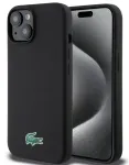 Lacoste Apple iPhone 15 6,1 inch Liquid Silicone Microfiber Croc Logo Magsafe Back Cover Black