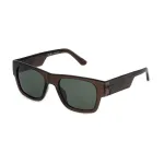 POLICE SPLP23M54M82P Meeste ristk&uuml;likukujulised polariseeritud p&auml;ikeseprillid Havana atsetaatraamiga, rohelised l&auml;&auml;tsed, 54 mm
