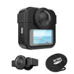 PULUZ 3-in-1 komplekt: kaitse&uuml;mbris, objektiivikate, randmepael GoPro Max 2 jaoks - must