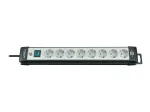 Brennenstuhl Premium-Line 8-fach schwarz/lichtgrau Premium-Line Steckdosenleiste 8-fach schwarz/lichtgrau, 5 m Kabel H05VV-F 3G1,5, Mit Schalter, Stab