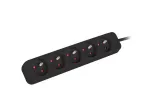 Lanberg PS0-05E-0300-BK pikendusjuhe 3 m, 5 AC-v&auml;ljundit, sisetingimustele, must (PS0-05E-0300-BK)