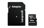MicroSDXC m&auml;lukaart GOODRAM 64GB UHS-I Class 10 (U1), lugemine 100 MB/s, kirjutamine 10 MB/s, SD-adapteriga, must