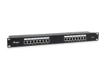 Equip 16-pordiline Cat.6 varjestatud jaotuspaneel, must, 10/100/1000Base-T(X), Gigabit Ethernet, 1000 Mbit/s, RJ-45, Cat6, riiulipaigaldus