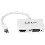 StarTech.com reisi A/V adapter: 2-&uuml;hes Mini DisplayPort HDMI- v&otilde;i VGA-muundur &ndash; valge