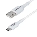 StarTech.com 3 jalga (1 m) USB-A&ndash;USB-C laadimiskaabel, laadimine ja s&uuml;nkroonimine, 3 A, USB 2.0, TPE &uuml;mbris &ndash; valge USB-laadimisjuhe