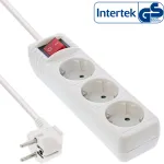 InLine pistikupesa 16433T 3-suunaline maanduskontaktiga CEE 7/3 l&uuml;litiga valge 3m