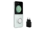 Samsung EF-XF73KKTEGWW alustuskomplekt Galaxy Z Flip5 jaoks, Clear Gadget Case &uuml;mbris + toiteadapter, l&auml;bipaistev/must