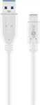 Goobay 67188 USB 3.0 SuperSpeed kaabel, USB-A&ndash;USB-C, 1 m, valge