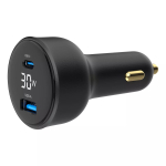 Autolaadija Gembird TA-UC-AC2PD30LCD-CAR-01, USB-C, 30 W, 12&ndash;24 V, must
