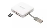 Kaardilugeja PNY All in One Reader &mdash; USB 2.0, 480 Mbit/s, toetab CF/SD/MicroSD/MS/MiniSD/MMC, valge, 54&times;54&times;13 mm, 29 g