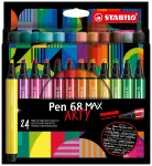 STABILO Pen 68 MAX 24-osaline Etui ARTY viltpliiatsikomplekt peiteli otsikuga