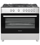 Eraldiseisev gaasi-elektripliit Ravanson KWGE-K90A Cheff, 90 cm, 5 p&otilde;letiga pliit (wok), elektriahi 110 L, roostevaba/h&otilde;bedane