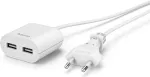 Hama USB toiteadapter 1,9 m kaabliga, 2,4 A, 2x USB-A, valge (00223203)