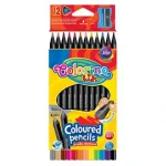 Colorino Kids kolmnurksed v&auml;rvilised pliiatsid 12 v&auml;rvi (koos teritajaga) must puit