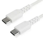 StarTech.com 2m USB-C laadimiskaabel &ndash; vastupidav kiirlaadimis- ja s&uuml;nkroonimiskaabel USB 2.0 USB-C kuni USB-C s&uuml;learvuti laadija &ndash; TPE mantel, aramiidkiud, M/M, 60W, valge &ndash; Samsung S10 S20 iPad Pro MS Surface