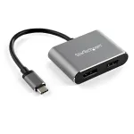 StarTech.com USB C mitme pordiga videoadapter - 4K 60Hz USB-C HDMI 2.0 v&otilde;i DisplayPort 1.2 monitoriadapter - USB USB-C 2-&uuml;hes kuvarimuundur HDMI/DP HBR2 HDR - Thunderbolt 3 &uuml;hilduv